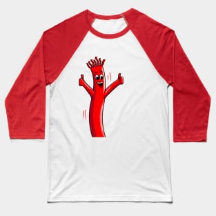 Red Wacky Waving Tube Man Portrait Baseball T-Shirt